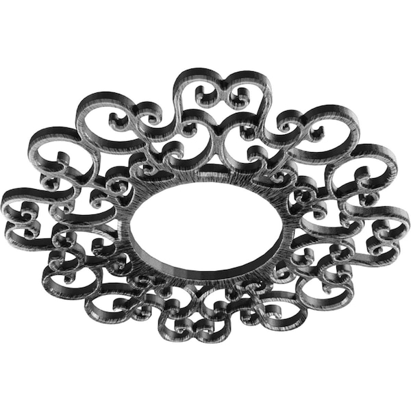 Reims Architectural Grade PVC Pierced Ceiling Medallion, Antiqued Pewter, 20OD X 7 5/8ID X 1/2P